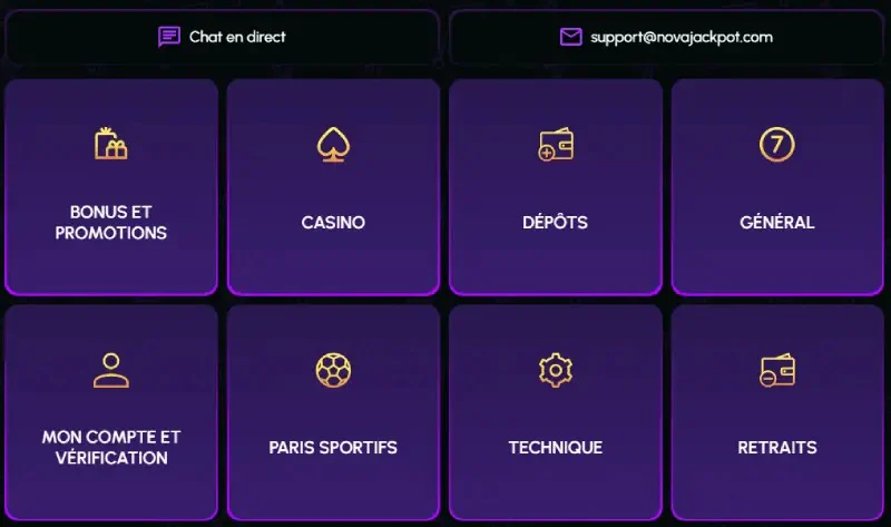 Service client NovaJackpot et assistance aux joueurs